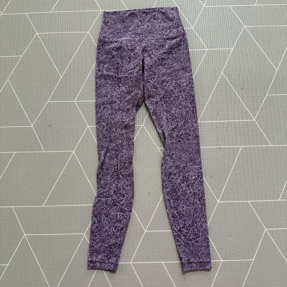 Lululemon Align Leggings HR Sz 4 Arabesque Antoinette Smoky Quartz Purple Floral